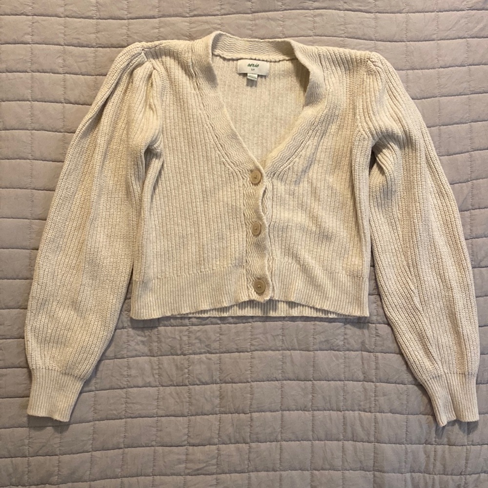 Aerie Cropped Button Up Cardigan